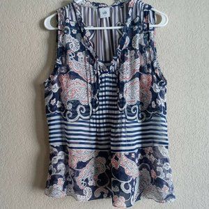 Cabi Women Flowy Vneck Sleeveless Blouse Sheer Size Small Style 5349